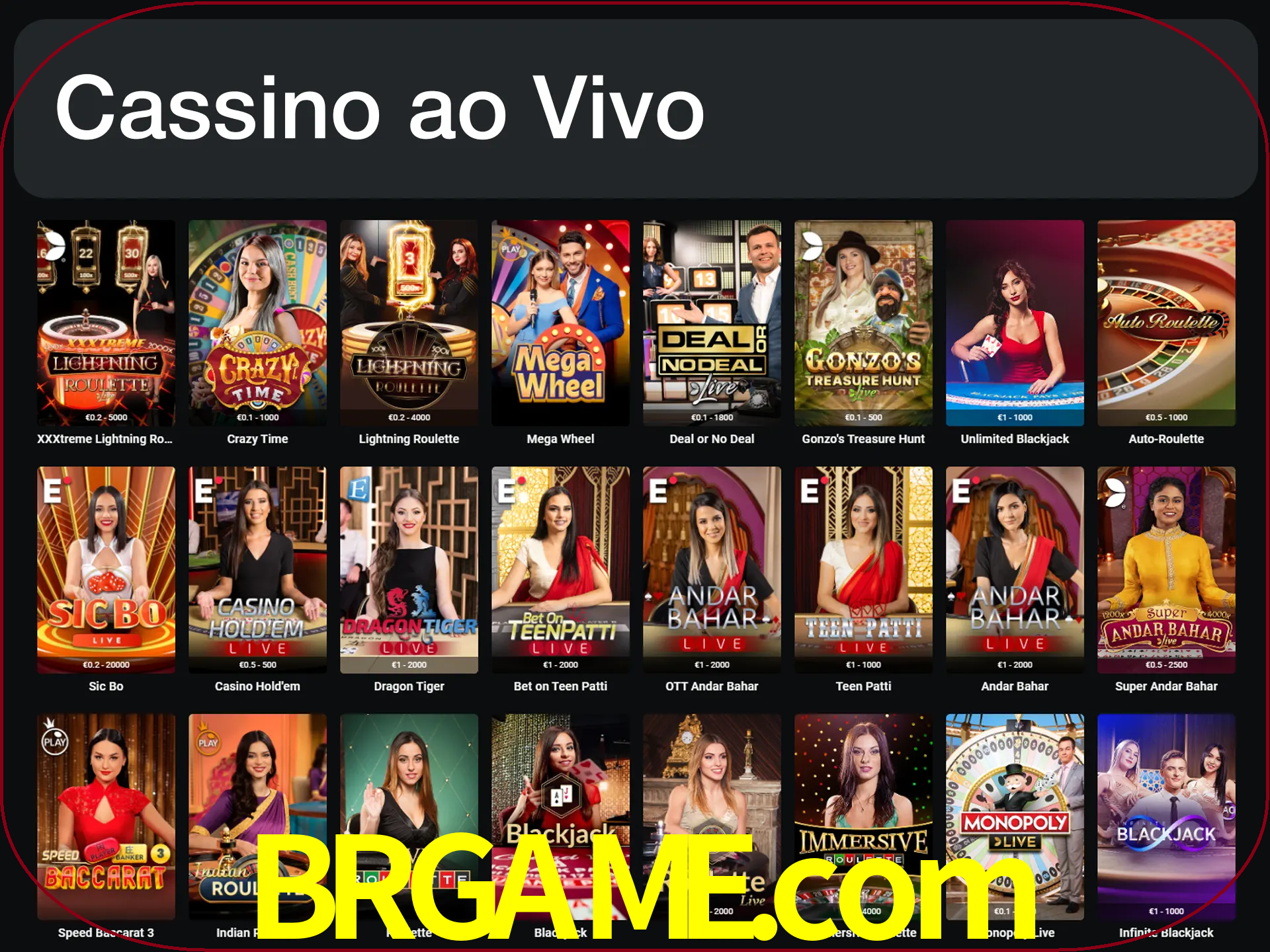 Jogue jogos de cassino com um verdadeiro dealer.