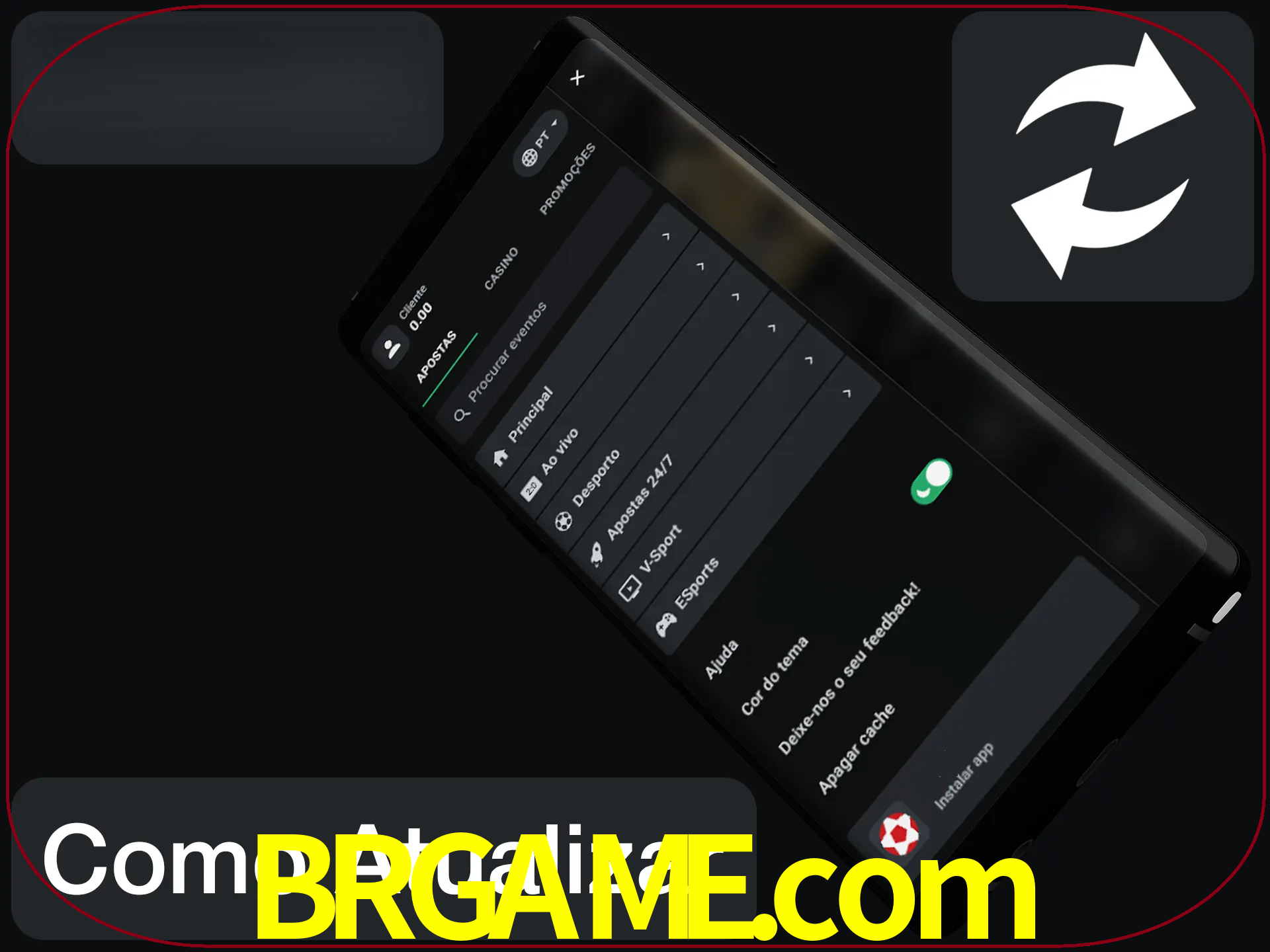O aplicativo é atualizado automaticamente quando você faz o login.