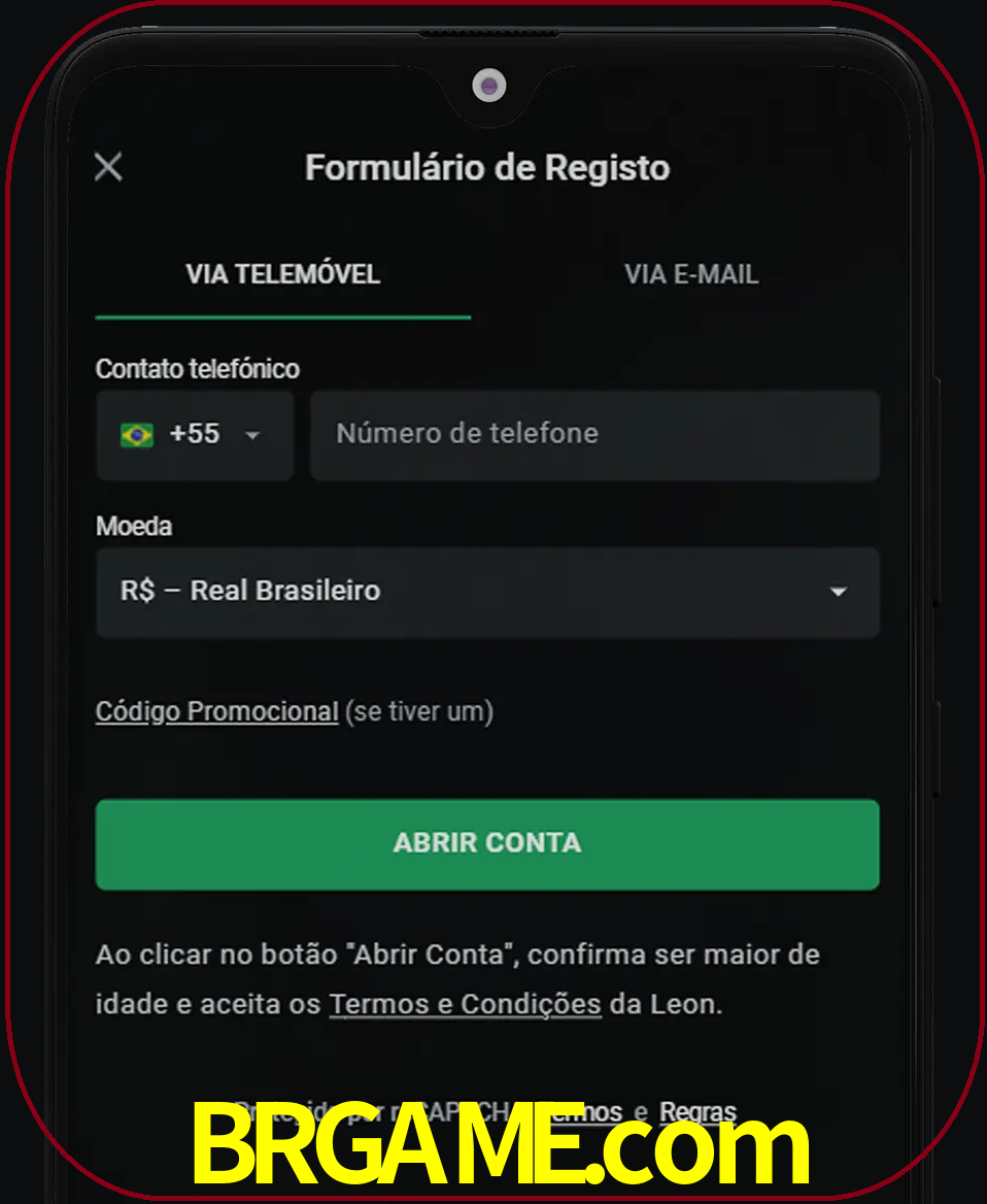 Abra o aplicativo e inicie o processo de registro.