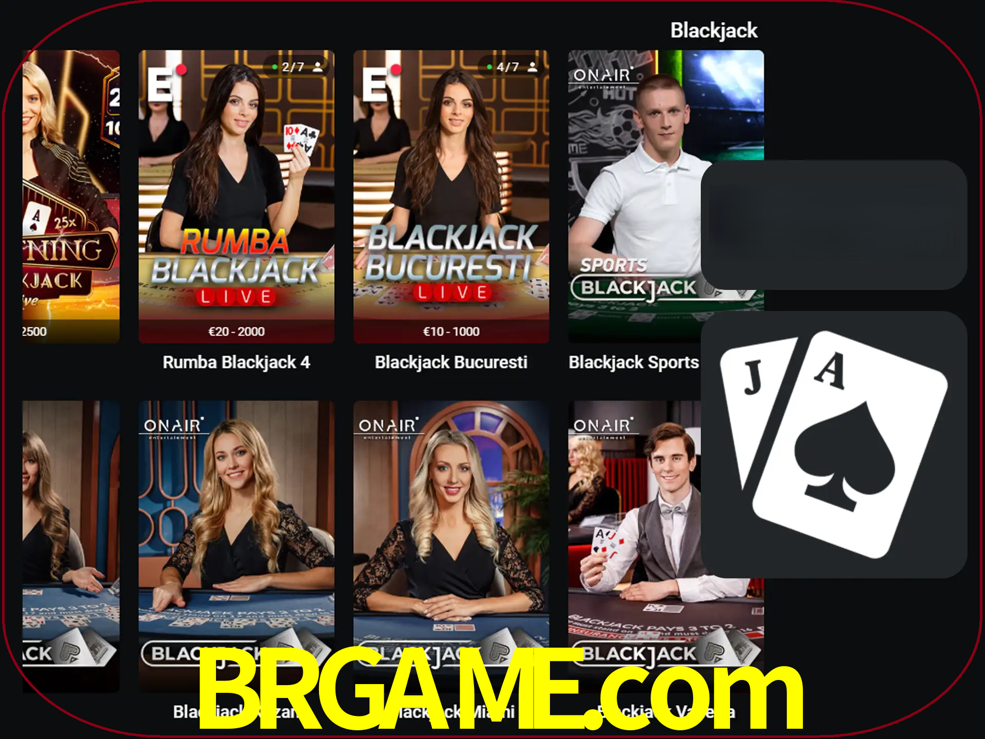 Escolha uma mesa completa de jogadores de blackjack.